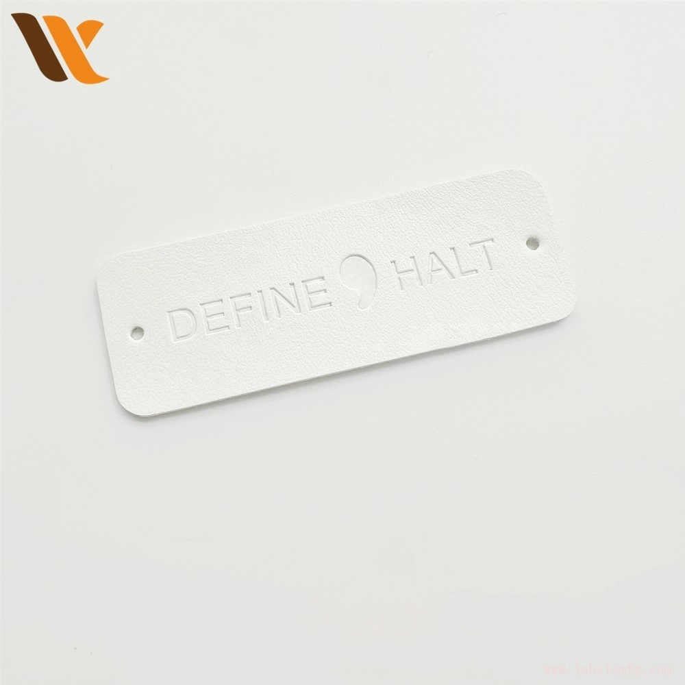 Personalized Logo White PU Leather Label Personalized Logo White PU Leather Label