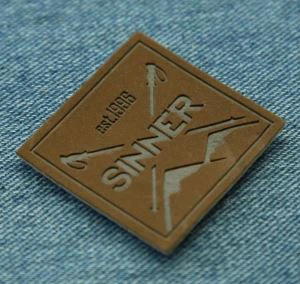 Dark Brown Fake Leather Label