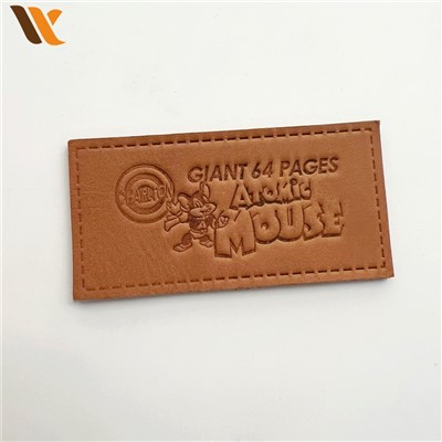 Customized Cartoon Logo Genuine Leather Label